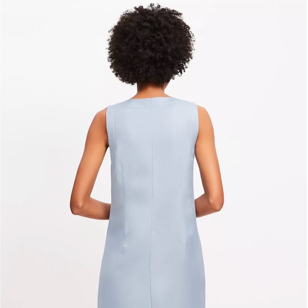 The Loft Linen Blend Sleeveless Blue Dress - Picture 3 of 6